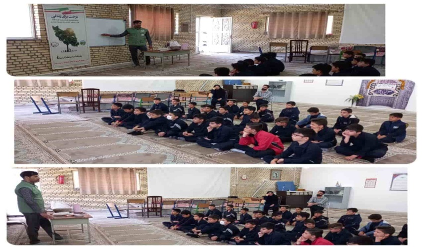 آموزش کاشت بذر سرو خمره ای در دبستان پسرانه اندیشه مامونیه شهرستان زرندیه