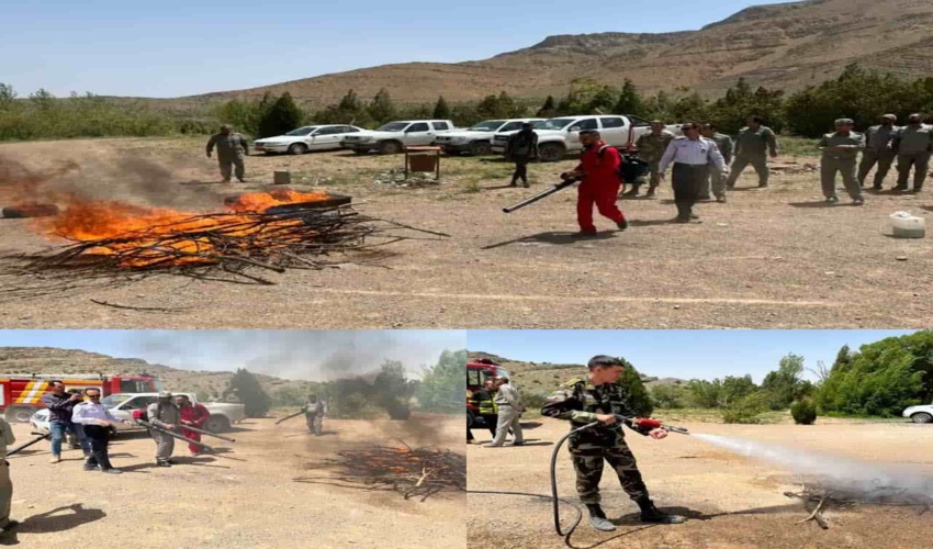 مانور مشترک اطفاء حریق در پارک جنگلی فدک اراک