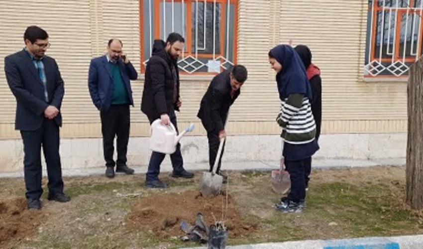 برگزاری پویش نهالکاری فجر سبز در یکی از مدارس فراهان